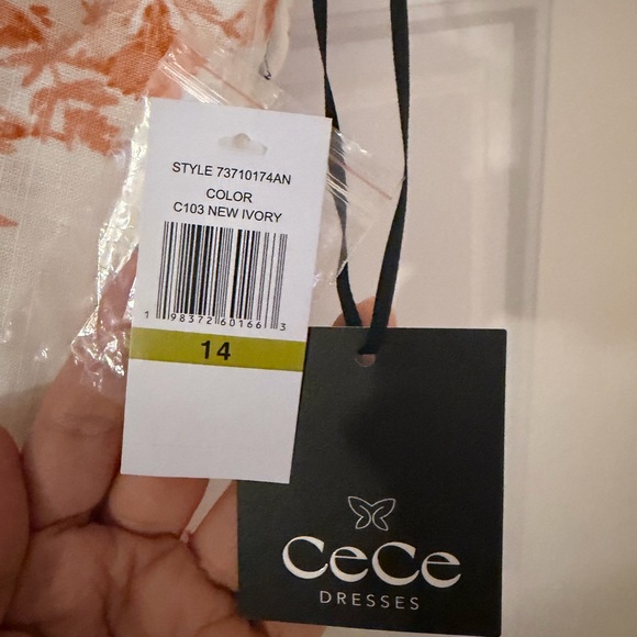 CeCe White Maxi Dress with Peach Floral Detail - Picture 3 of 4